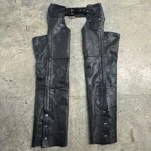 Bikers Club Black Leather Chaps Size S Retro Grunge Classic Moto Biker